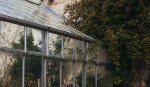 Preview wallpaper greenhouse, building, architecture, plants, leaves