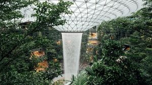 Preview wallpaper greenhouse, dome, fountain, plants, architecture, building