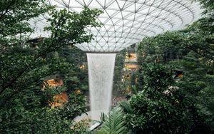 Preview wallpaper greenhouse, dome, fountain, plants, architecture, building