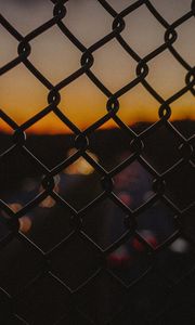 Preview wallpaper grid, fence, night, dark