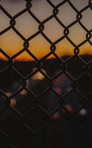 Preview wallpaper grid, fence, night, dark