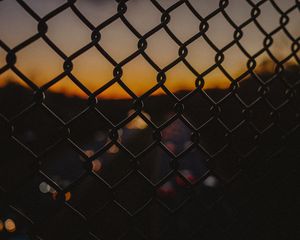 Preview wallpaper grid, fence, night, dark