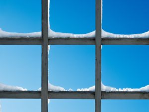 Preview wallpaper gridded, lattice, window, snow, sky