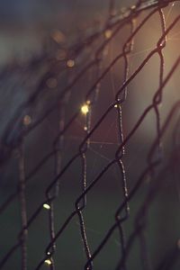 Preview wallpaper grill, netting, fencing, metal, close-up, night, lights, bokeh, web