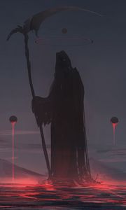 Preview wallpaper grim reaper, silhouette, mantle, dark, art