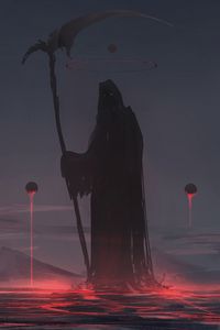 Preview wallpaper grim reaper, silhouette, mantle, dark, art