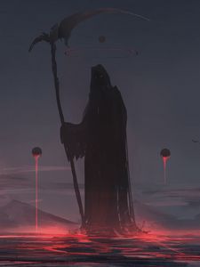 Preview wallpaper grim reaper, silhouette, mantle, dark, art