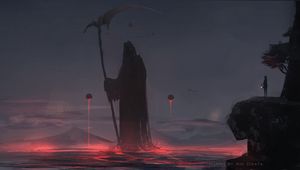 Preview wallpaper grim reaper, silhouette, mantle, dark, art