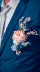 Preview wallpaper groom, jacket, boutonniere, rose, flower, wedding