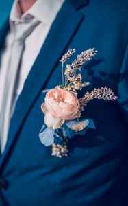 Preview wallpaper groom, jacket, boutonniere, rose, flower, wedding