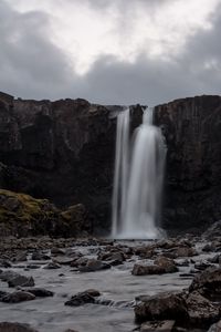 Preview wallpaper gufufoss, waterfall, rock, drops, landscape, iceland