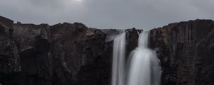 Preview wallpaper gufufoss, waterfall, rock, drops, landscape, iceland