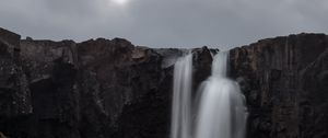 Preview wallpaper gufufoss, waterfall, rock, drops, landscape, iceland