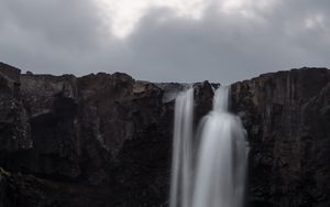 Preview wallpaper gufufoss, waterfall, rock, drops, landscape, iceland