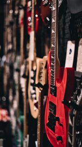 Preview wallpaper guitar, electronic guitar, musical instrument, red