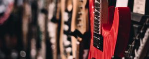 Preview wallpaper guitar, electronic guitar, musical instrument, red