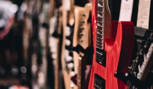 Preview wallpaper guitar, electronic guitar, musical instrument, red