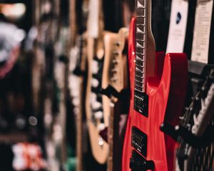 Preview wallpaper guitar, electronic guitar, musical instrument, red