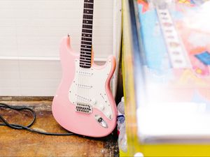 Preview wallpaper guitar, electronic, musical instrument, pink