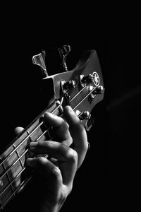 Preview wallpaper guitar, fingerboard, hand, bw, musical instrument