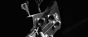 Preview wallpaper guitar, fingerboard, hand, bw, musical instrument