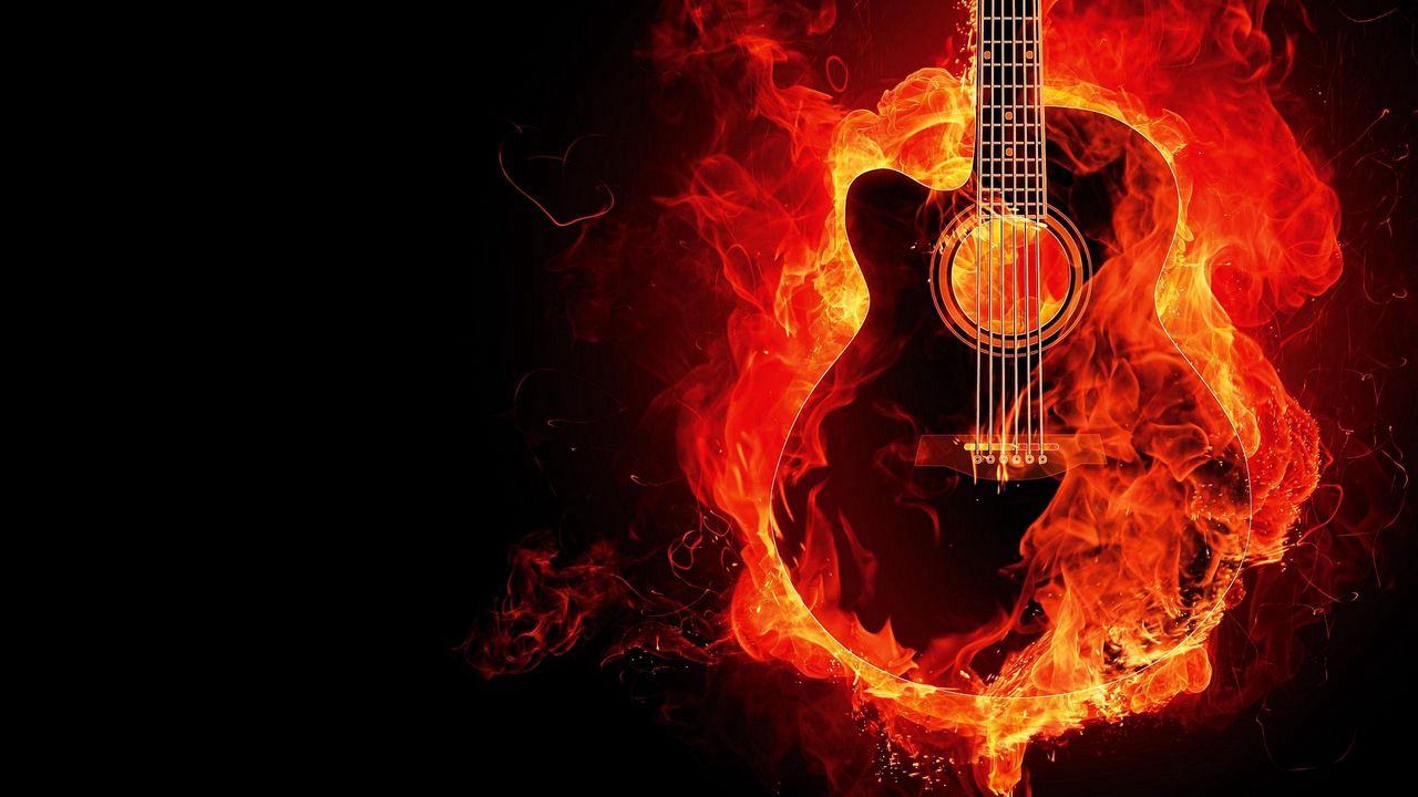 Wallpaper guitar, fire, photoshop, flame