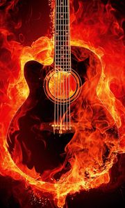 Preview wallpaper guitar, fire, photoshop, flame