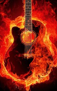 Preview wallpaper guitar, fire, photoshop, flame