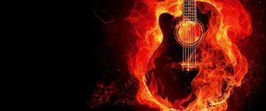 Preview wallpaper guitar, fire, photoshop, flame