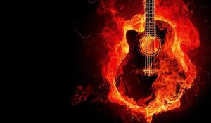 Preview wallpaper guitar, fire, photoshop, flame