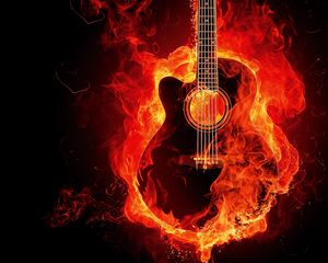 Preview wallpaper guitar, fire, photoshop, flame