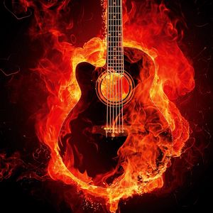 Preview wallpaper guitar, fire, photoshop, flame