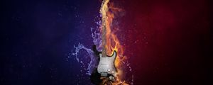 Preview wallpaper guitar, fire, water, music, photoshop