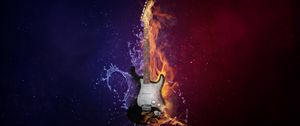 Preview wallpaper guitar, fire, water, music, photoshop