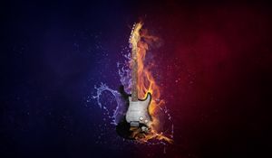 Preview wallpaper guitar, fire, water, music, photoshop