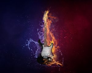 Preview wallpaper guitar, fire, water, music, photoshop