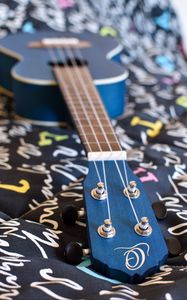 Preview wallpaper guitar, fretboard, strings, blue