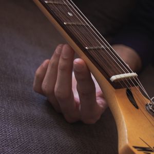 Preview wallpaper guitar, fretboard, strings, hand, musical instrument, music