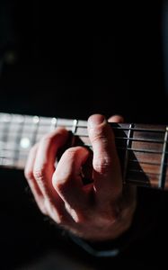 Preview wallpaper guitar, fretboard, strings, hand, music