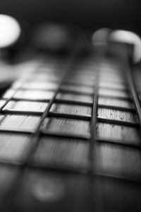 Preview wallpaper guitar, fretboard, strings, music, black and white