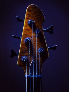 Preview wallpaper guitar, fretboard, strings, music, blue, dark