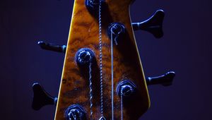 Preview wallpaper guitar, fretboard, strings, music, blue, dark