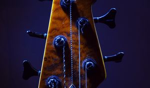 Preview wallpaper guitar, fretboard, strings, music, blue, dark