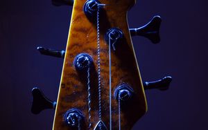 Preview wallpaper guitar, fretboard, strings, music, blue, dark