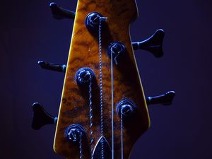 Preview wallpaper guitar, fretboard, strings, music, blue, dark