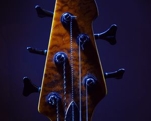 Preview wallpaper guitar, fretboard, strings, music, blue, dark