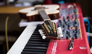 Preview wallpaper guitar, fretboard, synthesizer, musical instruments, music