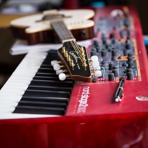 Preview wallpaper guitar, fretboard, synthesizer, musical instruments, music