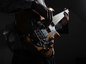 Preview wallpaper guitar, guitarist, musical instrument, strings, bass guitar, dark