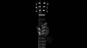 Preview wallpaper guitar, hand, bw, musical instrument, music